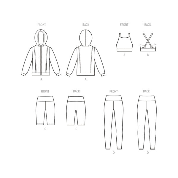 McCalls Schnittmuster M8374 - Kinder, Sportkleidung, Leggings, Top und Jacke – Bild 10