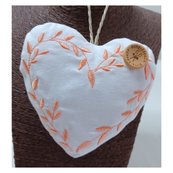 entzückendes Dekoherz aus Baumwollstoff - mit Blumenranke - Anhänger - Geschenk – Bild 2