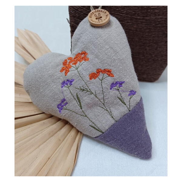 entzückendes Dekoherz aus Leinen - mit Blumen - Anhänger - Geschenk