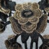 ausgefallener Spitzenkragen - Einsatz, Spitzenbesatz - 33x41 cm - Polyester - schwarz/gold – Bild 3