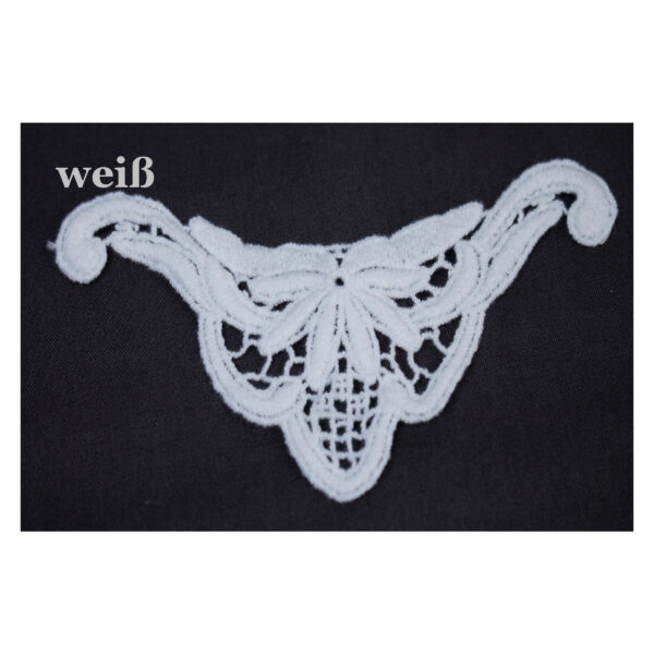 gestickte Applikation aus Wollfaser - Verzierung, Spitzeneinsatz - 14x8 cm - schwarz oder weiß – Bild 3