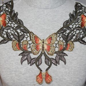 ausgefallener Spitzenkragen-  Einsatz, Spitzenbesatz - 36x26 cm - Polyester - Schmetterling - orange