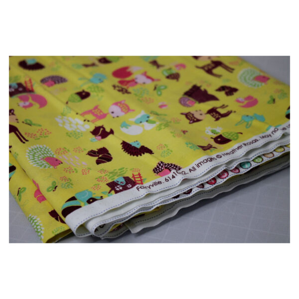 Reststück - Patchworkstoff - Baumwolle Waldtiere -  1,50 m x 112 cm - gelb – Bild 3