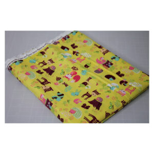 Reststück - Patchworkstoff - Baumwolle Waldtiere -  1,50 m x 112 cm - gelb