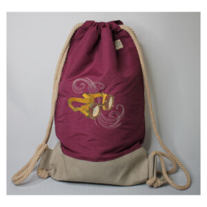 erprobter Rucksack - Turnbeutel - Wanderbeutel - bestickt - Steampunk, Brille, bordeaux