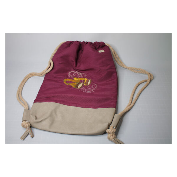 erprobter Rucksack - Turnbeutel - Wanderbeutel - bestickt - Steampunk, Brille, bordeaux – Bild 5