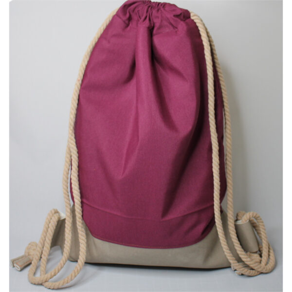 erprobter Rucksack - Turnbeutel - Wanderbeutel - bestickt - Sonne, bordeaux – Bild 2