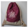 erprobter Rucksack - Turnbeutel - Wanderbeutel - bestickt - Sonne, bordeaux