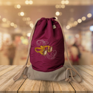 erprobter Rucksack - Turnbeutel - Wanderbeutel - bestickt - Steampunk, Brille, bordeaux
