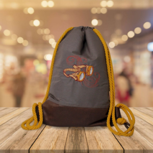 erprobter Rucksack - Turnbeutel - Wanderbeutel - bestickt - Steampunk, Brille, grau