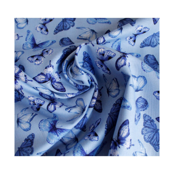 13.80 Euro/m - Baumwollstoff - Patchworkstoff - Blue Jubilee - Schmetterlinge – Bild 2