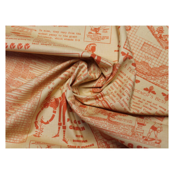 13.80EUR/m - Baumwollstoff - Patchworkstoff -  Panel - Garten, orange – Bild 2