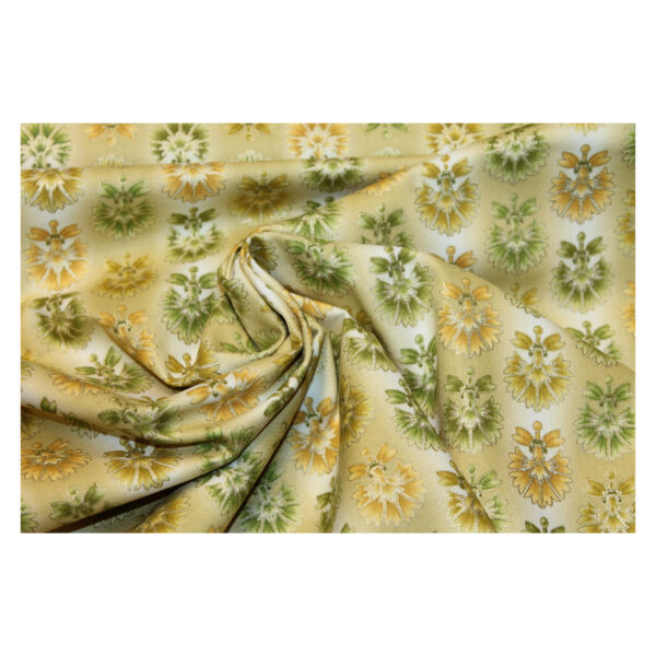 13.80EUR/m - Baumwollstoff - Patchworkstoff - Blütenknospen - grün, gelb, gold – Bild 3