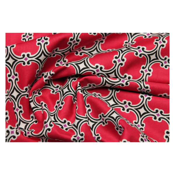 13.80 Euro/m - Baumwollstoff - Patchworkstoff - Ornament - Kabloom - schwarz, weiß, weinrot – Bild 3