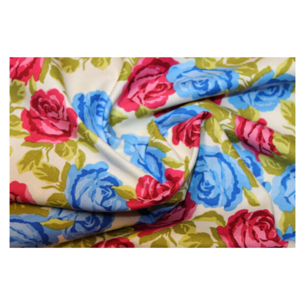 13.80EUR/m - Baumwollstoff - Patchworkstoff - Rosen - blau , rot – Bild 3