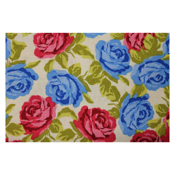 13.80EUR/m - Baumwollstoff - Patchworkstoff - Rosen - blau , rot – Bild 2
