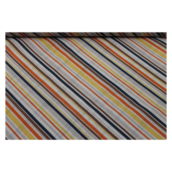 13.80EUR/m - Baumwollstoff - Patchworkstoff - Streifen - schräge - orange, blau, gelb, grau
