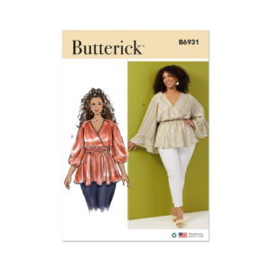 Butterick Schnittmuster - B6931 - kragenlose Bluse mit Wickelcharakter, starke Größen
