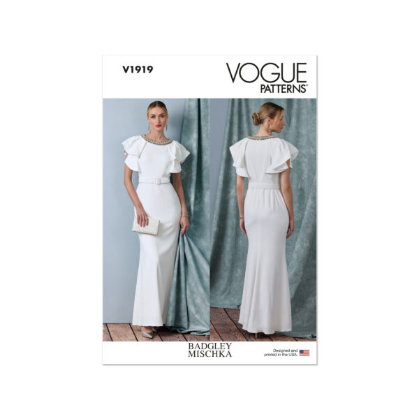 Vogue Schnittmuster V1919 - elegantes Abendkleid mit Flügelärmel