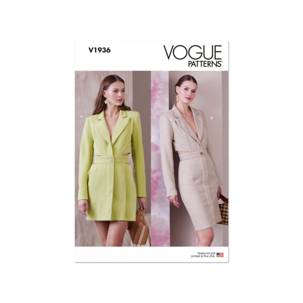 Vogue Schnittmuster V1936 - Kostüm - Kleid mit Taillenbund
