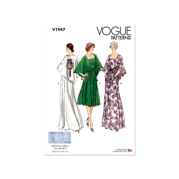 Vogue Schnittmuster - Vintage - V1947 - Kleid aus den 70 er Jahren
