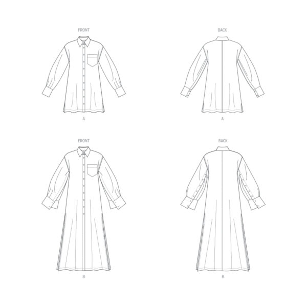 Vogue Schnittmuster V1933 - langes Hemd, Hemdjacke, legerer Mantel – Bild 8