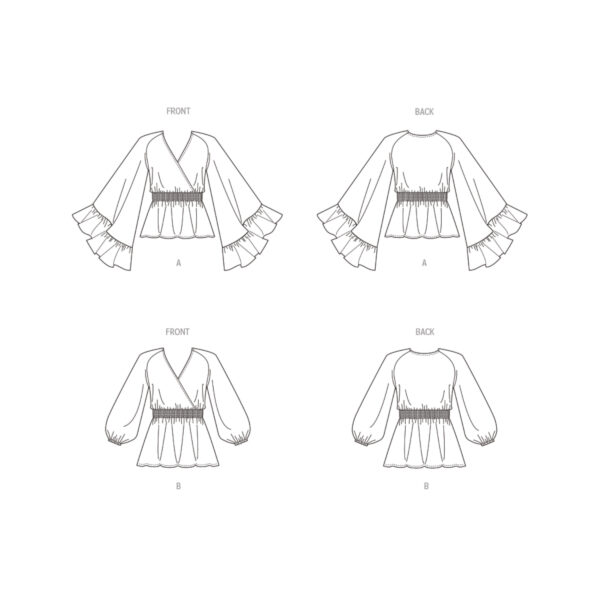Butterick Schnittmuster - B6930 - kragenlose Bluse mit Wickelcharakter – Bild 7