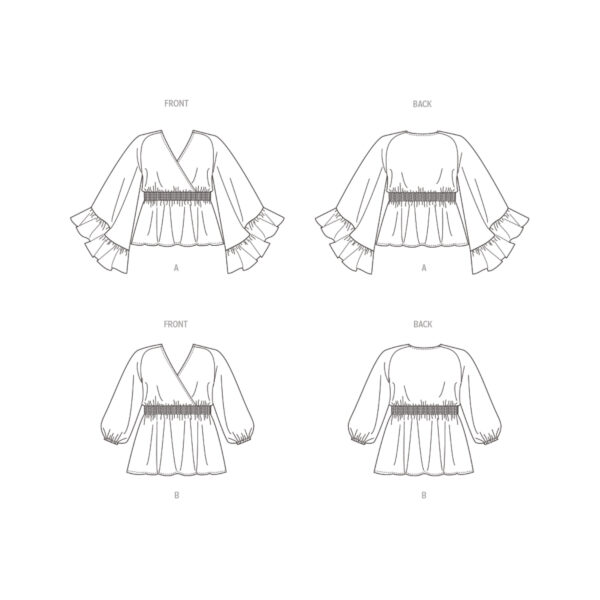 Butterick Schnittmuster - B6931 - kragenlose Bluse mit Wickelcharakter, starke Größen – Bild 7