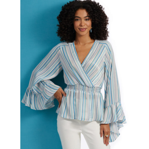 Butterick Schnittmuster - B6930 - kragenlose Bluse mit Wickelcharakter – Bild 2