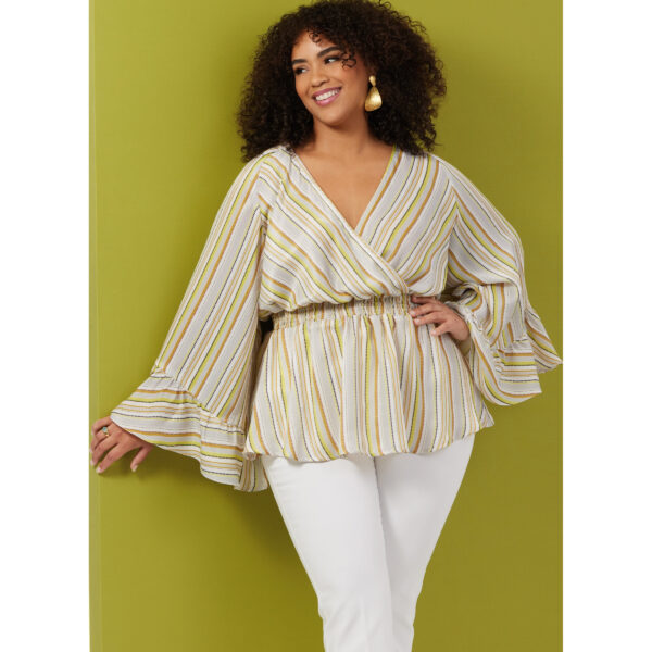 Butterick Schnittmuster - B6931 - kragenlose Bluse mit Wickelcharakter, starke Größen – Bild 2