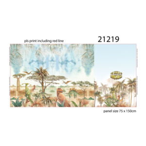 14.60EUR/m - Stenzo - Jersey Panel - Saurierwelten - braun/grün - Panel 75 cm