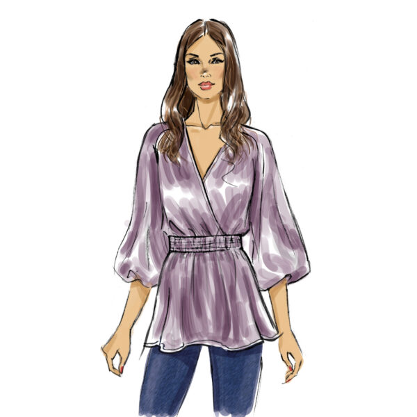 Butterick Schnittmuster - B6930 - kragenlose Bluse mit Wickelcharakter – Bild 3