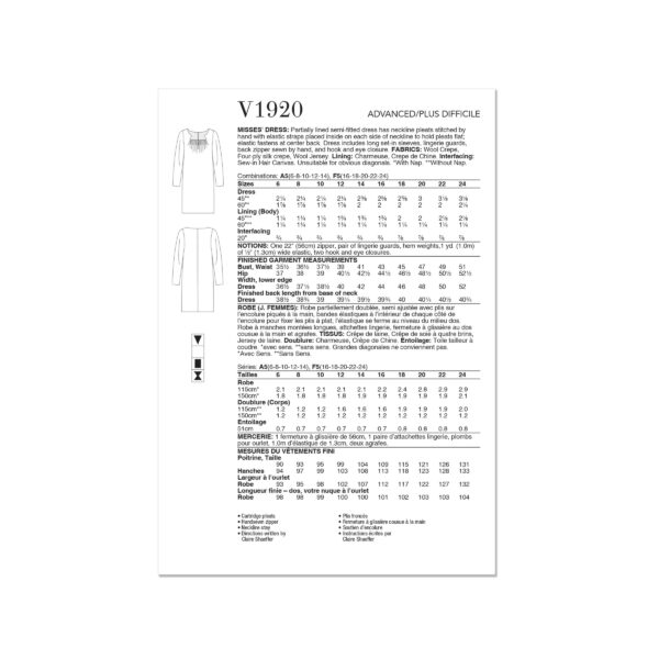 Vogue Schnittmuster V1920 - Kleid mit ausgefallener Ausschnittgestaltung – Bild 5