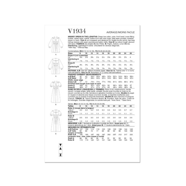 Vogue Schnittmuster - V1934 - Kleid mit Taillenbund und Puffärmel – Bild 7