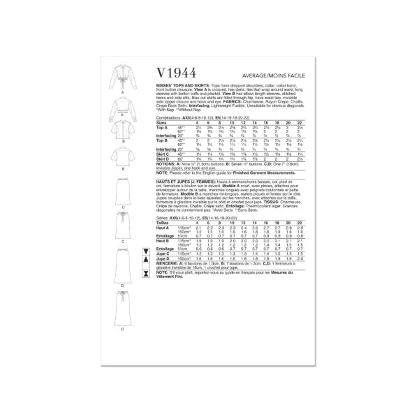 Vogue Schnittmuster V1944 - Rock und Bluse in Kombination – Bild 8
