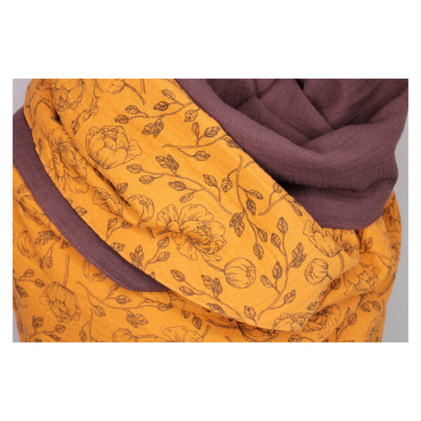 ein XXL Tuch - geschmackvolles Dreieckstuch - beliebter Musselin - Senfgelb - Blumen - doppellagig - 2,40m x 1,50m – Bild 3