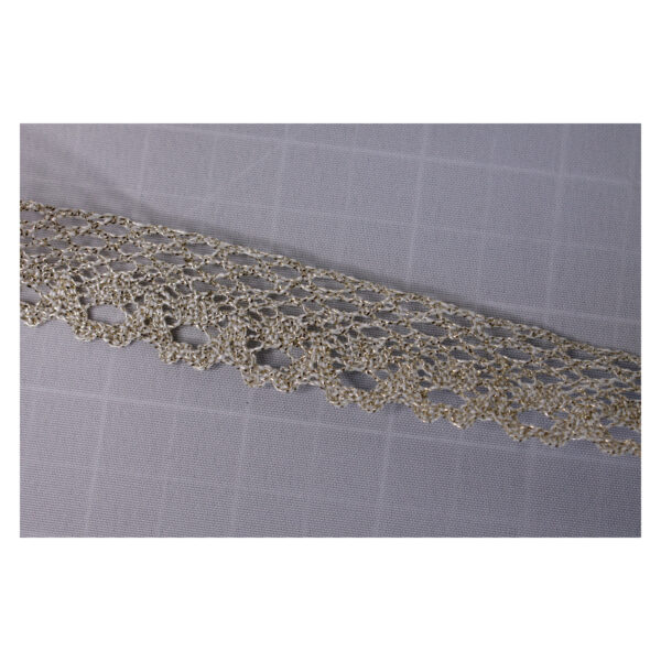 Leonische Borte - ab  1m , Schmuckband zum Verzieren, aufnähen, 23 mm breit - weiß/ gold – Bild 3