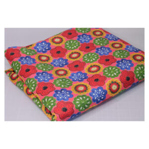 Reststück - Baumwollstoff - gehäkelte Blumen -  Klara - bunt - 6,00m x 150cm