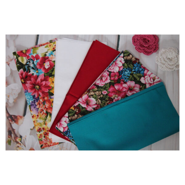 Stoffpaket für Patchwork Projekte - Türkis, Rot, Weiß - Stoffpaket  - 08 – Bild 3