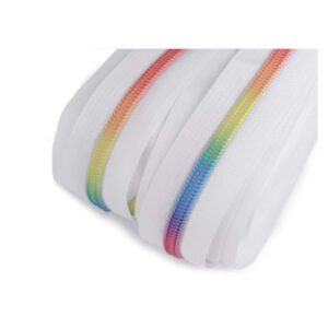 2.40EUR/m - Regenbogenreißverschluss - 2,5m endlos Reißverschluss, 6mm  + 5 Zipper mit Ring
