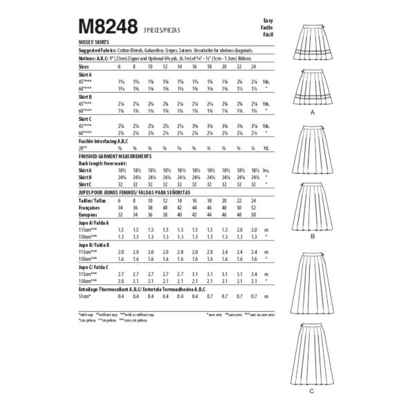 McCalls Schnittmuster M8248 - Rock - Faltenrock - mit Sattel – Bild 7