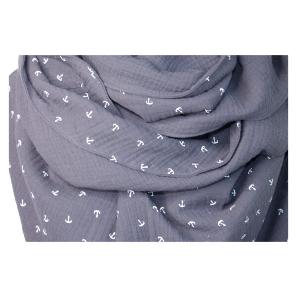 XXL Tuch - erlesenes Maxituch - Musselin - Schwarz - Anker - doppellagig - 2,40m x 1,50m – Bild 3