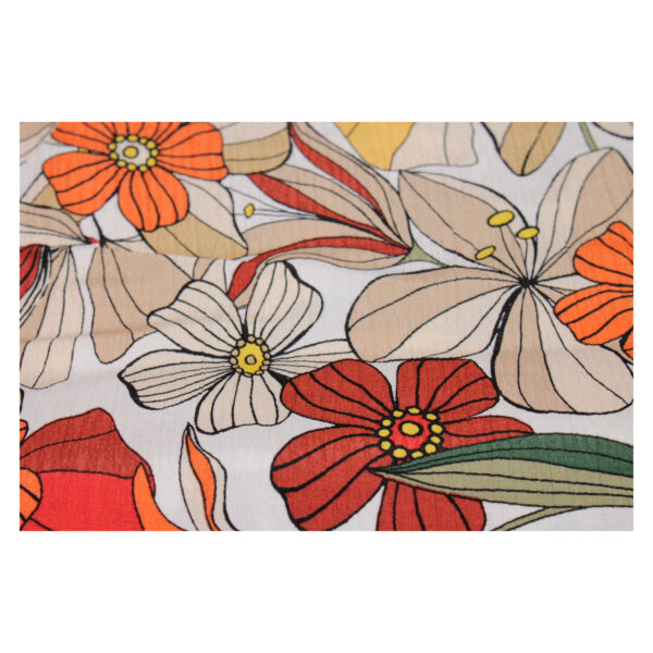 14.12EUR/m - aufregender Viskose Crepe - florales Blumenmuster - Orangetöne – Bild 4