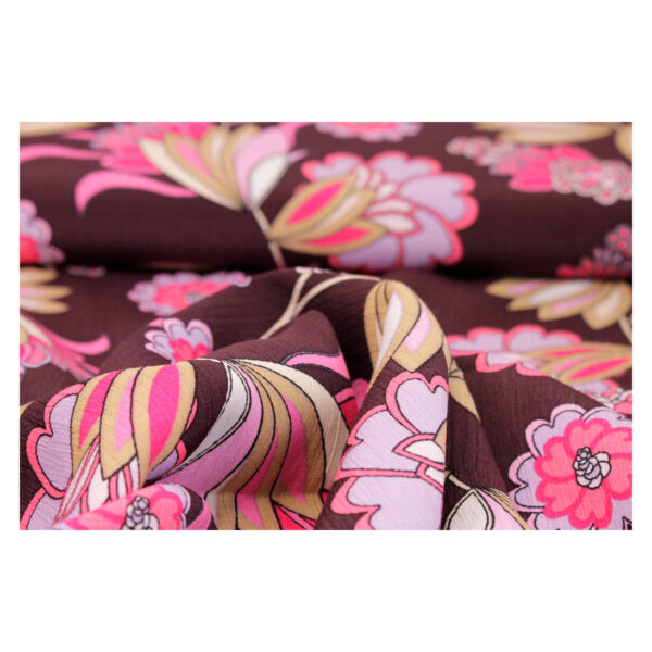 9.96EUR/m - aufregender Viskose Crepe - florales Blumenmuster - Beerentöne – Bild 2