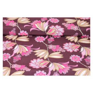 9.96EUR/m - aufregender Viskose Crepe - florales Blumenmuster - Beerentöne