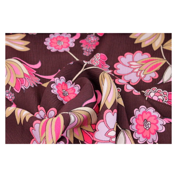 9.96EUR/m - aufregender Viskose Crepe - florales Blumenmuster - Beerentöne – Bild 5