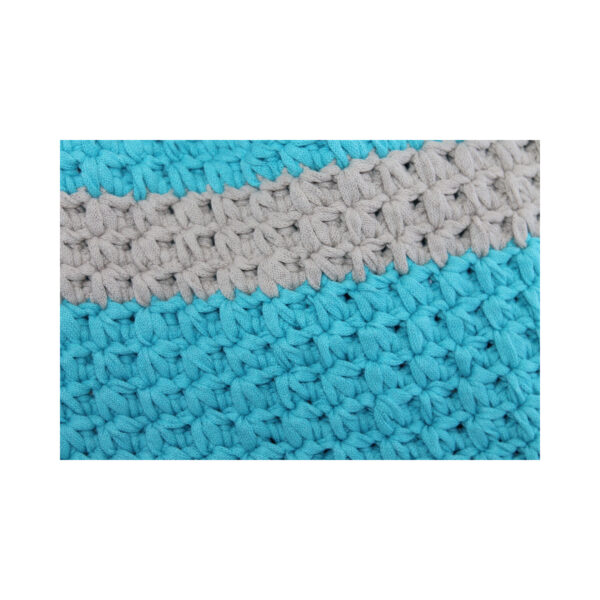 exclusive Crochet Bag- Tasche gehäkelt - Shopper - kurzer Griff - Türkis - Grau – Bild 6