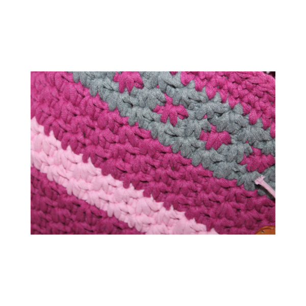 Crochet Bag, Tasche gehäkelt, Shopper, kurzer Griff, Pink - Rosa - Grau – Bild 6