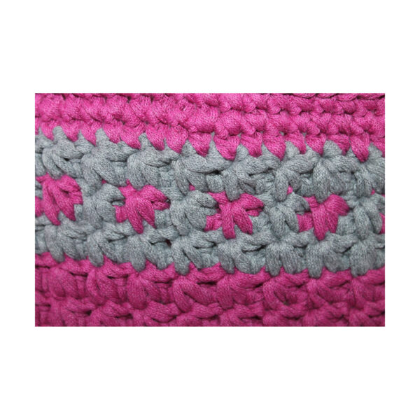 Crochet Bag, Tasche gehäkelt, Shopper, kurzer Griff, Pink - Rosa - Grau – Bild 7