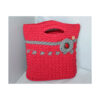 exquisite Crochet Bag - Tasche gehäkelt - Shopper, kurzer Griff - Rot / Grau